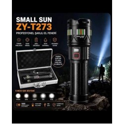 Small Sun ZY-T273Profesyonel Şarjlı El Feneri | Yüksek Lümen Güçlü Işık | Taşıma Çantalı